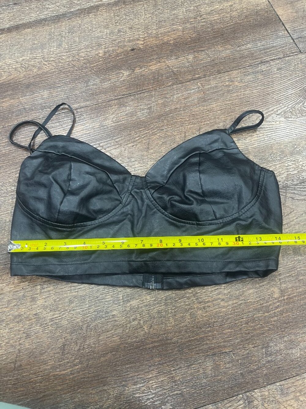 TRAC NWT Black Faux Leather-Look Bustier Crop Top Medium - Picture 4 of 8